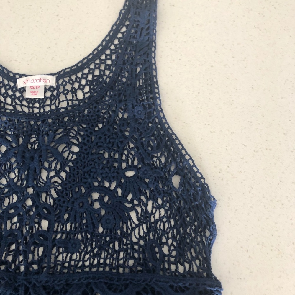 SALE🎉Boho Navy Blue Crochet Lace Tank